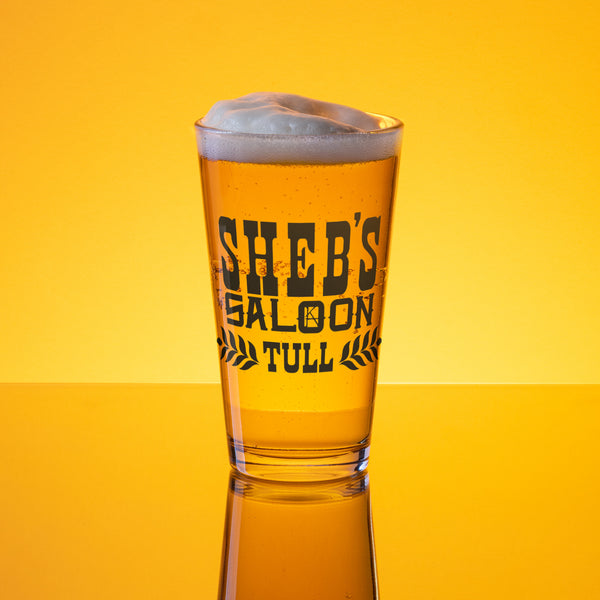 Sheb's Saloon Shaker pint glass