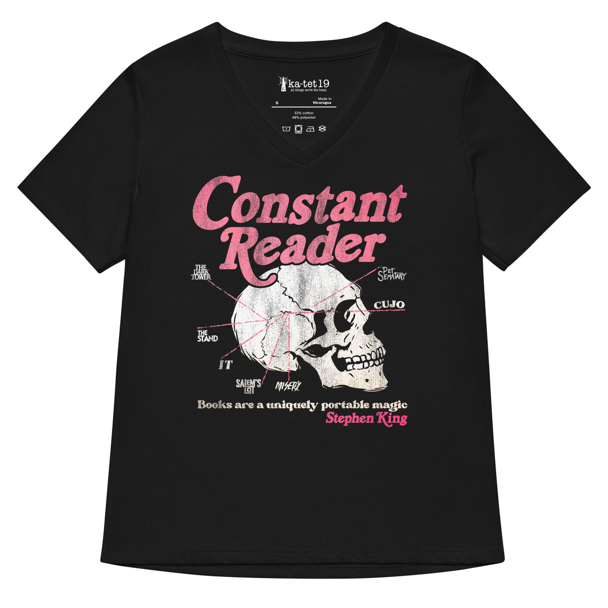 Constant Reader Skull Women’s relaxed v-neck t-shirt