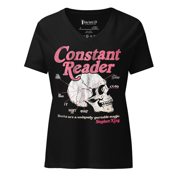 Constant Reader Skull Women’s relaxed v-neck t-shirt