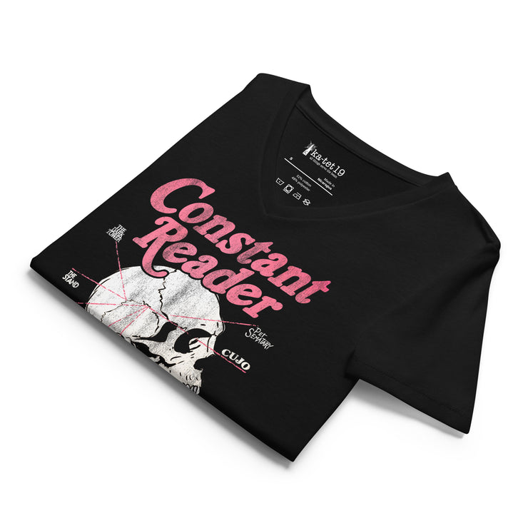 Constant Reader Skull Women’s relaxed v-neck t-shirt